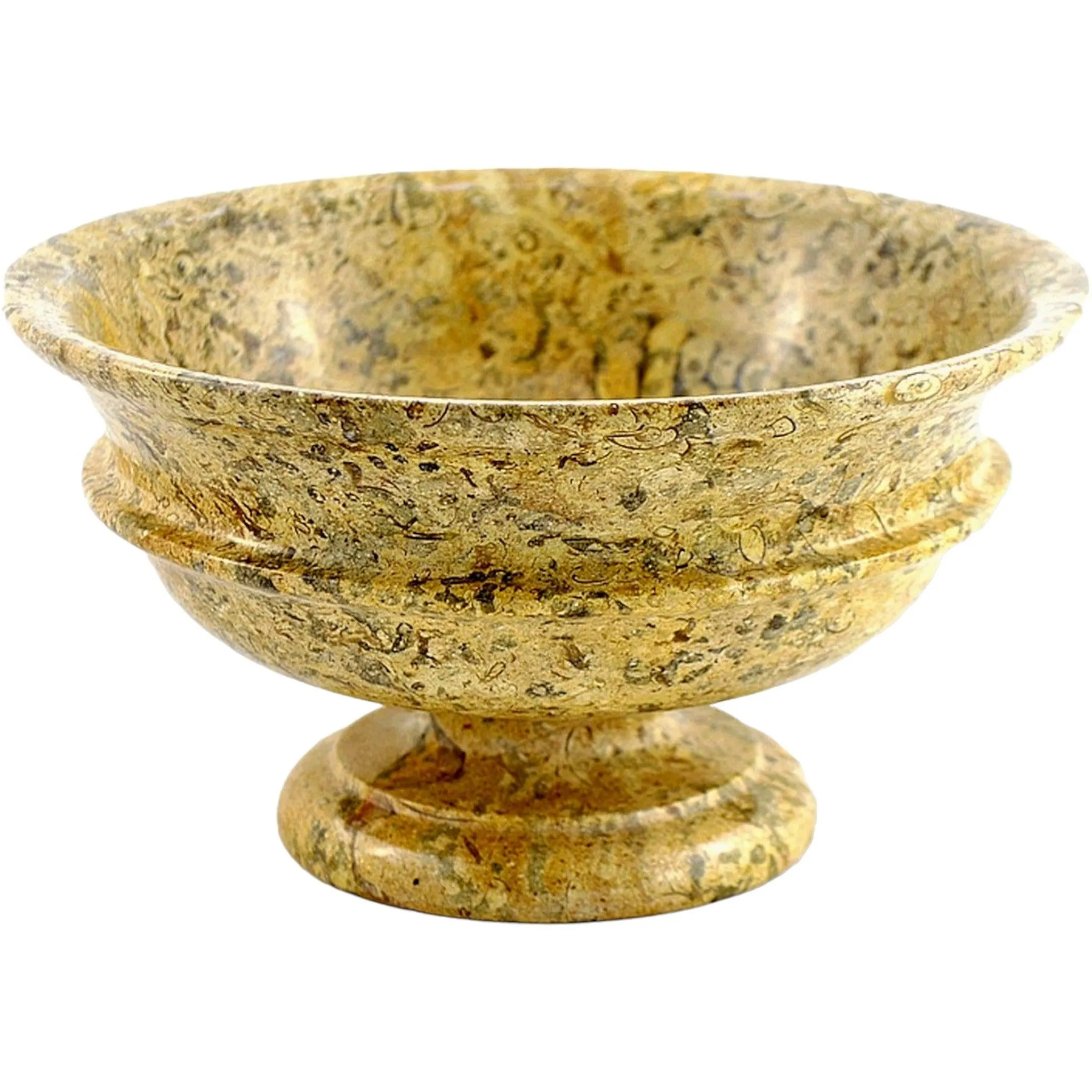 Fossil Stone Pedestal Fruit Bowl of Classic Design