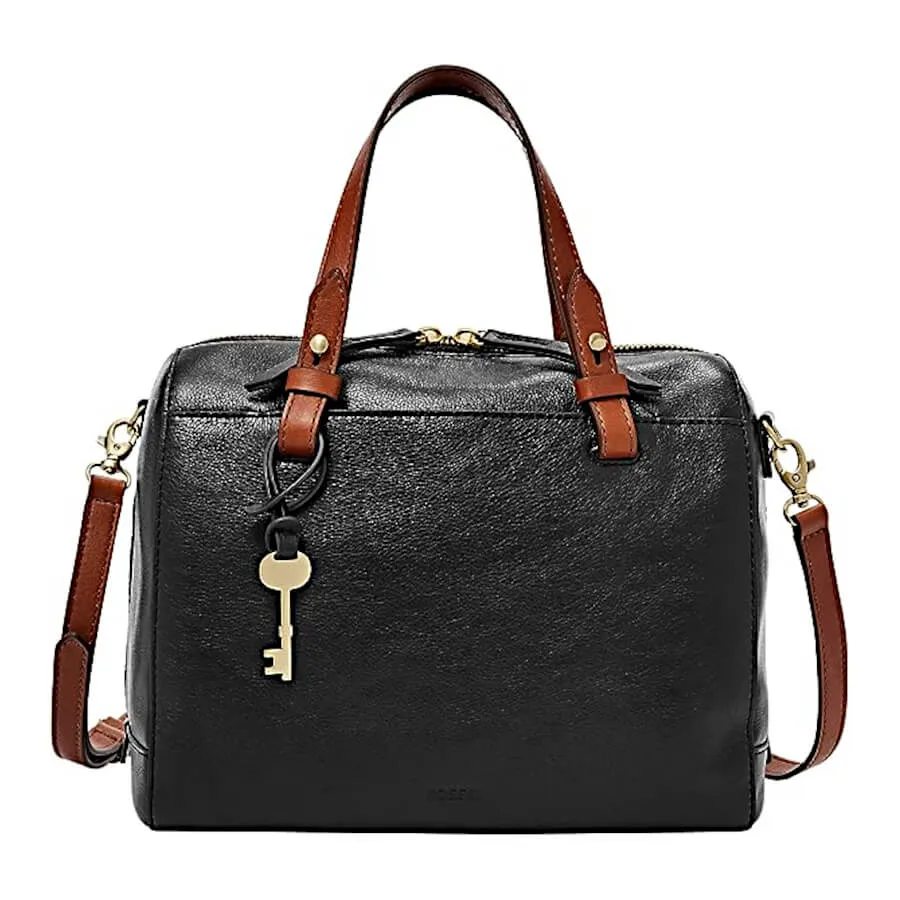 Fossil Women's Rachel Satchel Purse Bag, Black/Brown