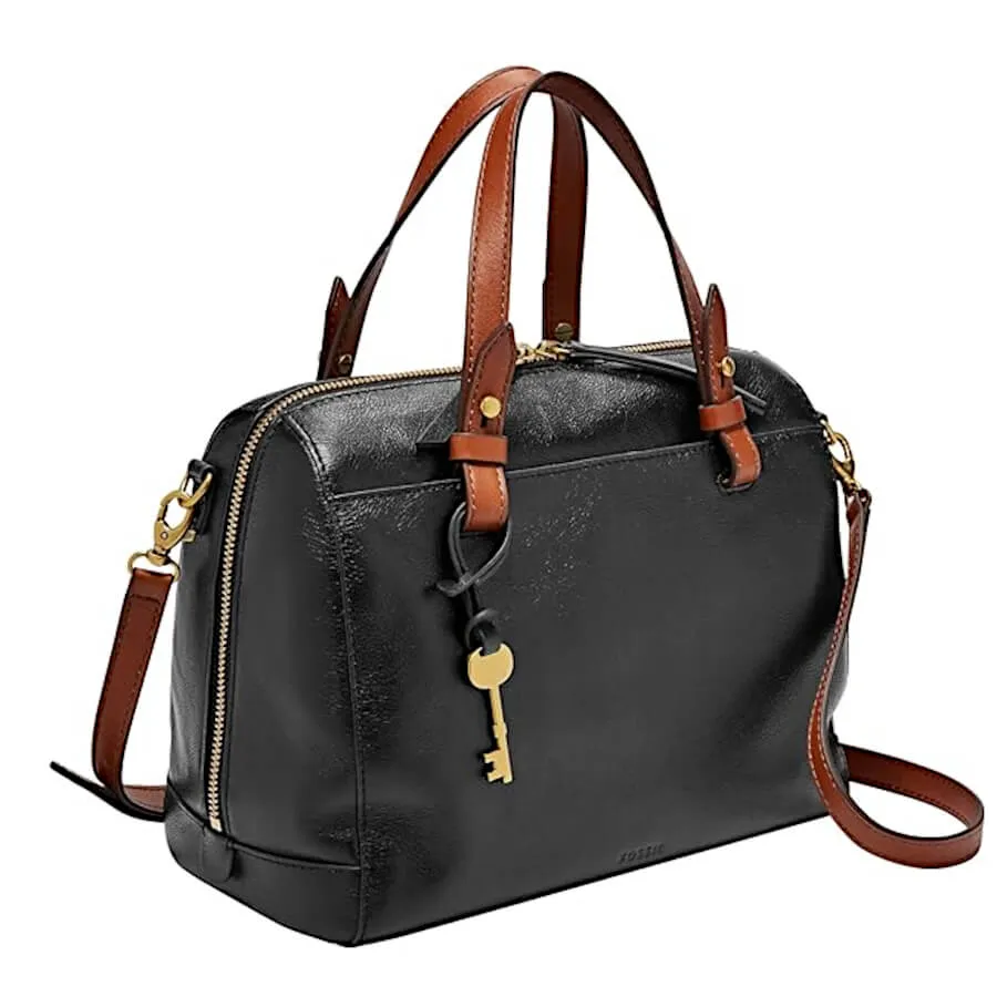 Fossil Women's Rachel Satchel Purse Bag, Black/Brown