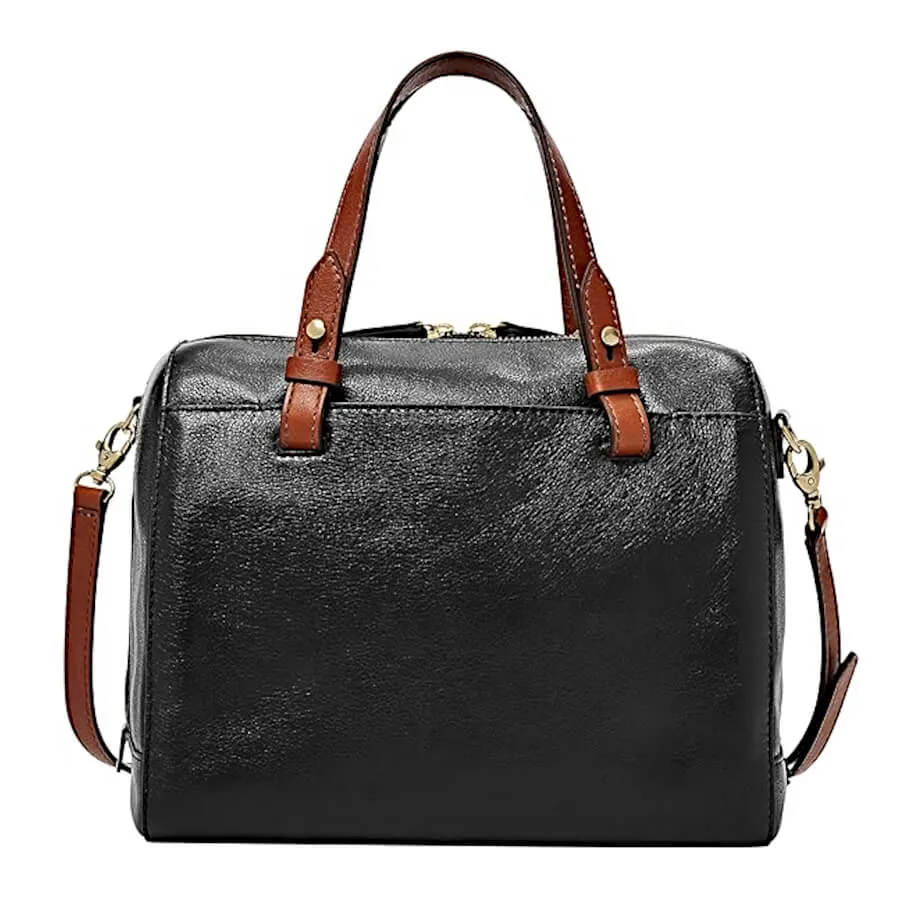 Fossil Women's Rachel Satchel Purse Bag, Black/Brown