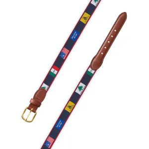 Founding Flags on White Bespoken Motif Children's Belt