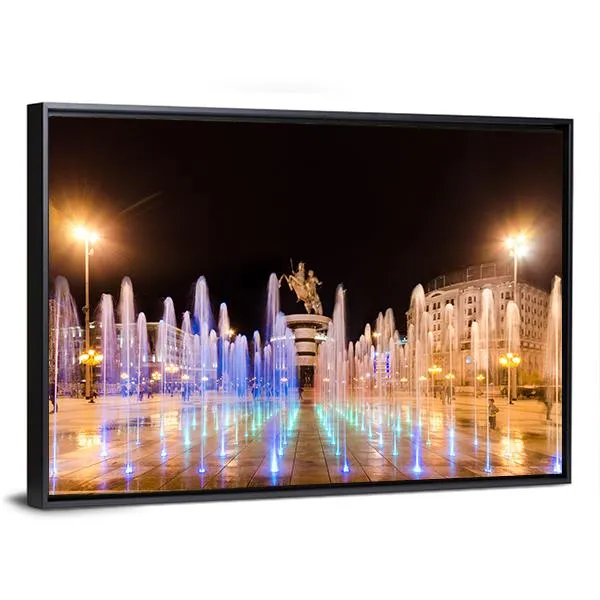 Fountains Of Square Macedonia Canvas Wall Art