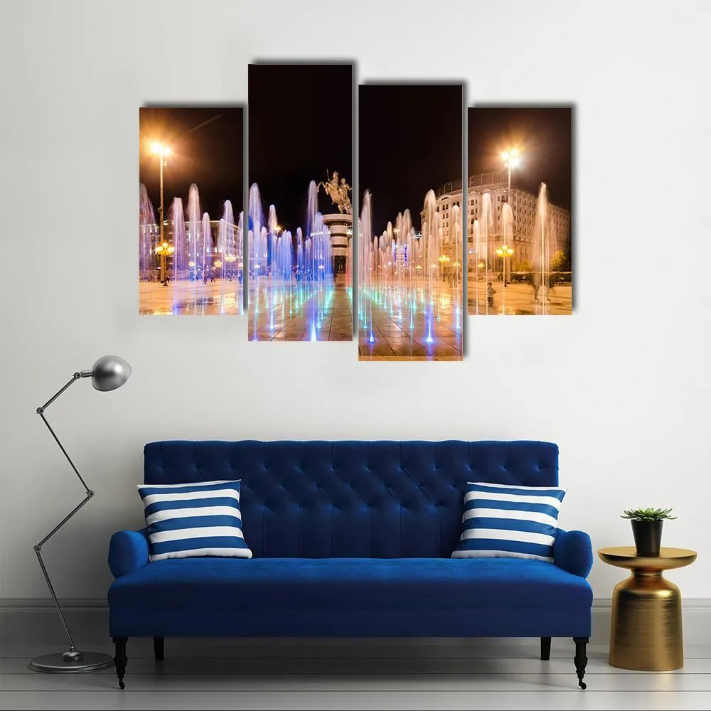 Fountains Of Square Macedonia Canvas Wall Art