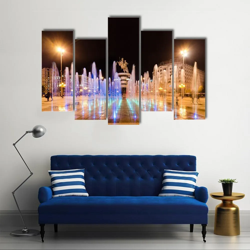 Fountains Of Square Macedonia Canvas Wall Art