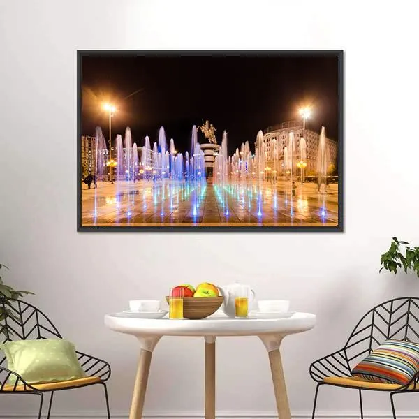 Fountains Of Square Macedonia Canvas Wall Art