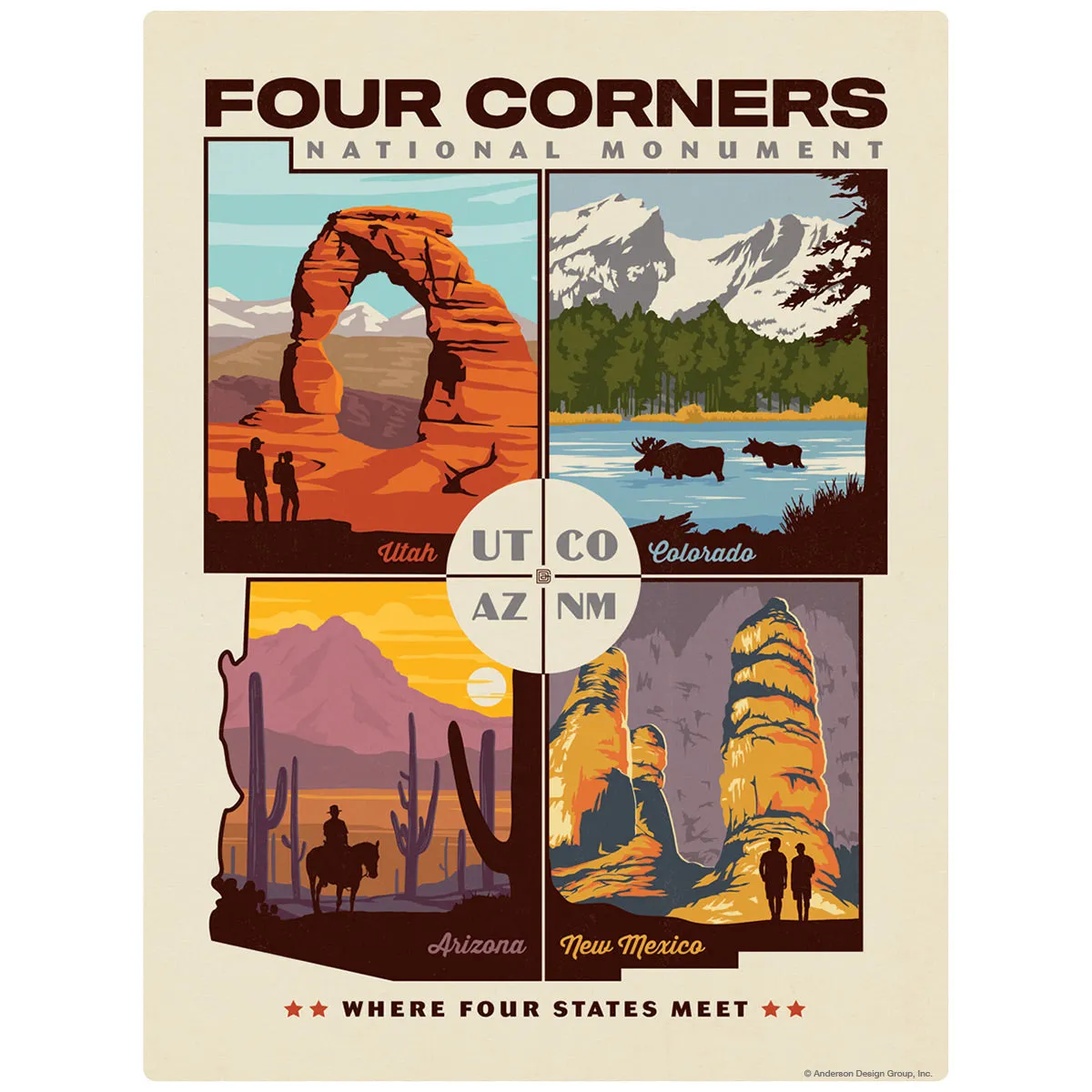 Four Corners Monument UT CO AZ NM Decal