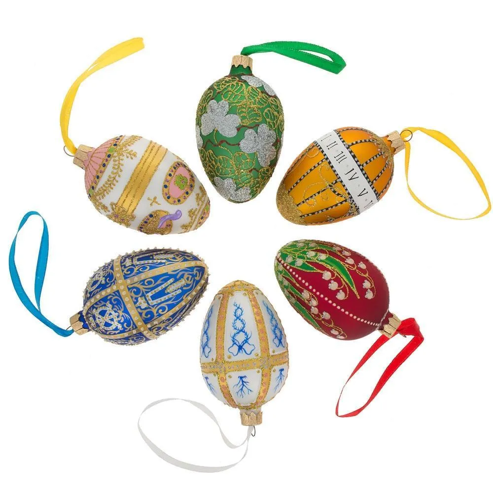 Four Leaves Ukrainian Egg Glass Ornament 4 Inches