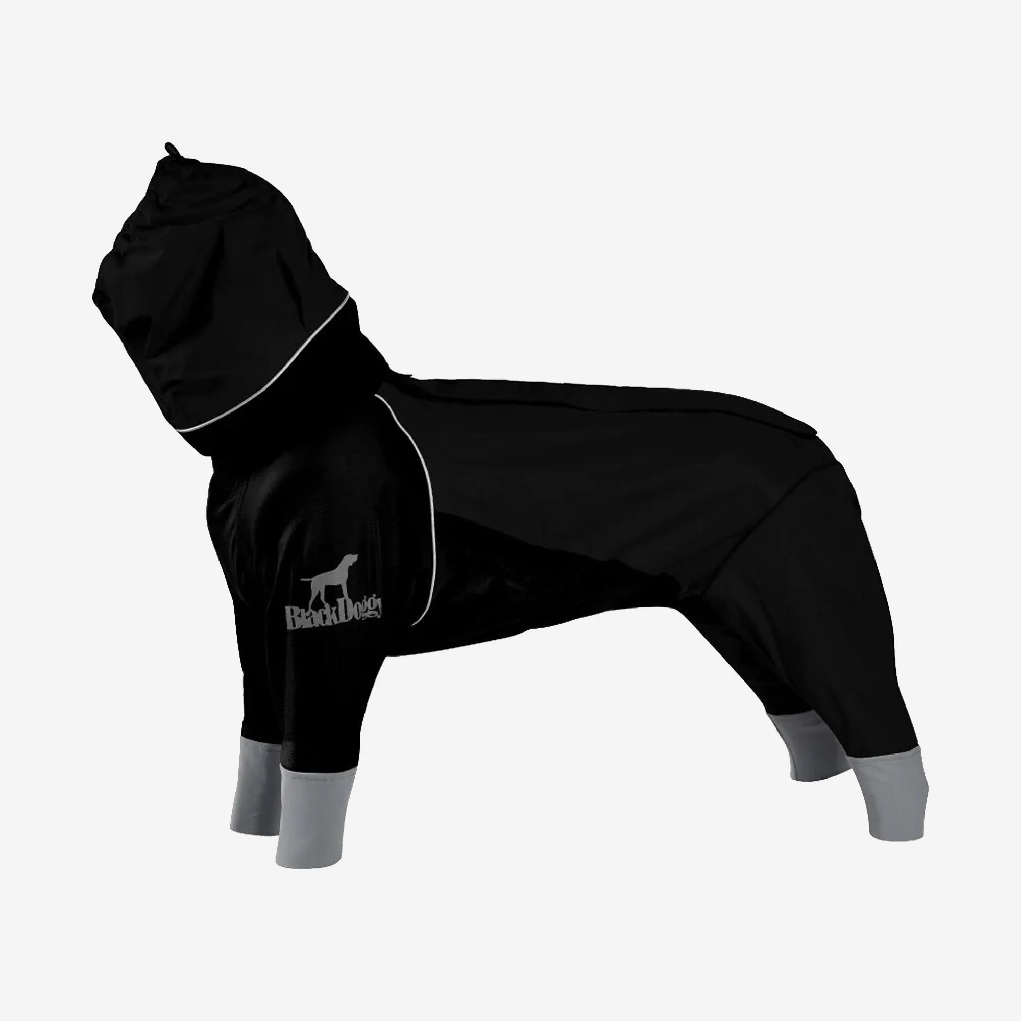 Four-Leg Hooded Dog Raincoat - Black