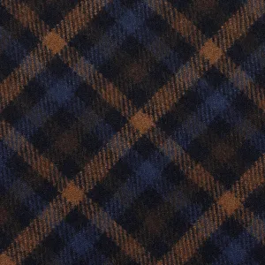 Fox Brothers Checked Wool Bespoke Tie - Navy / Brown