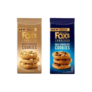 Fox's Fabulous Cookies Combo Pack – White Chunk Cookies 175g   Milk Chocolate Cookies 180g