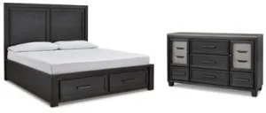 Foyland California King Panel Storage Bed with Dresser