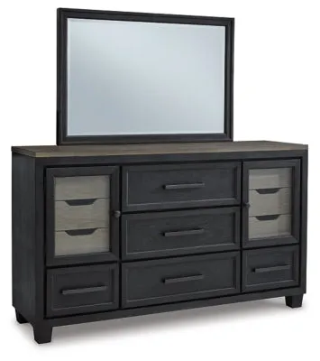 Foyland California King Panel Storage Bed with Mirrored Dresser, Chest and 2 Nightstands