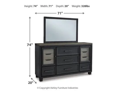 Foyland King Panel Storage Bed with Mirrored Dresser, Chest and 2 Nightstands