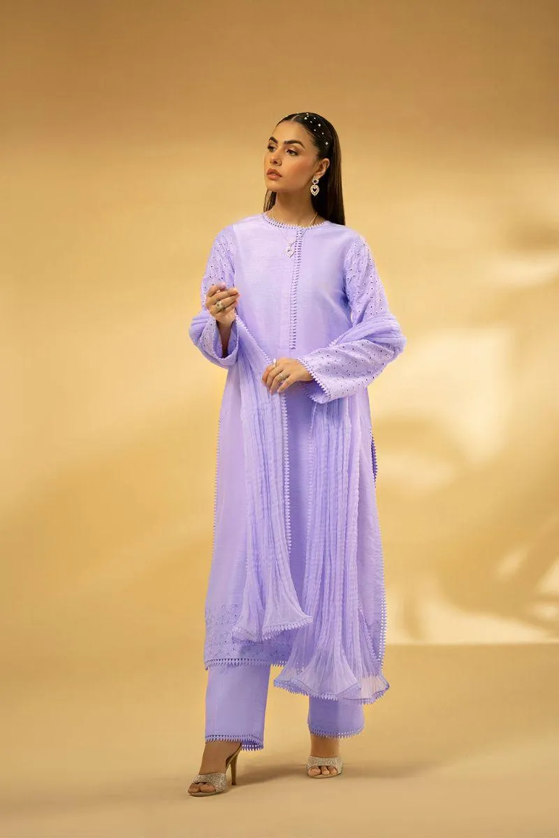 Fozia Khalid - Lilac Dreamscape - Silk - 3 Piece