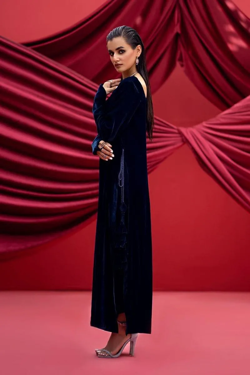 Fozia Khalid - Noura - Navy Blue - Velvet - 2 Piece