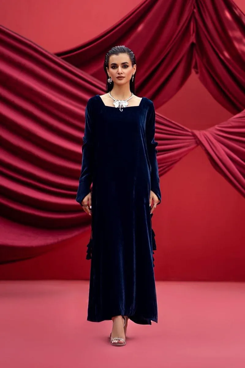 Fozia Khalid - Noura - Navy Blue - Velvet - 2 Piece