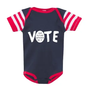 FP infant election "Vote" short sleeve one-piece (navy/red)