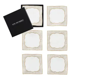 Frame Cocktail Napkins in White, Gold & Silver, Set of 6 in a Gift Box