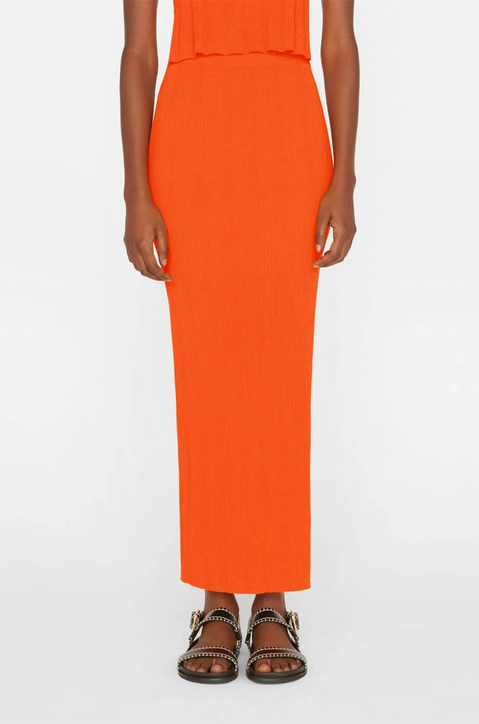 FRAME | Mixed Rib Cutout Skirt - Bright Tangerine