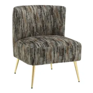 Fran Contemporary Slipper Chair in Gold Metal and Grey Fabric by LumiSource