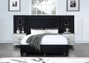 Frances King Bed, Black Velvet