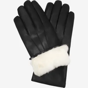 Francesca (black) - Italian lambskin leather gloves with white fur lining