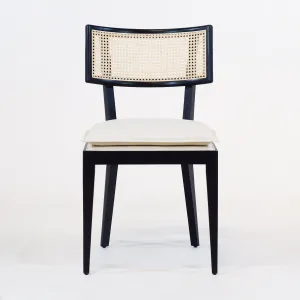 Francois Dining Chair with Rattan Backrest and Upholstered Seat