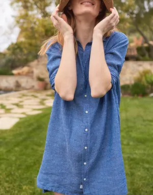 Frank & Eileen - Hunter Dress in Textured Blue Linen