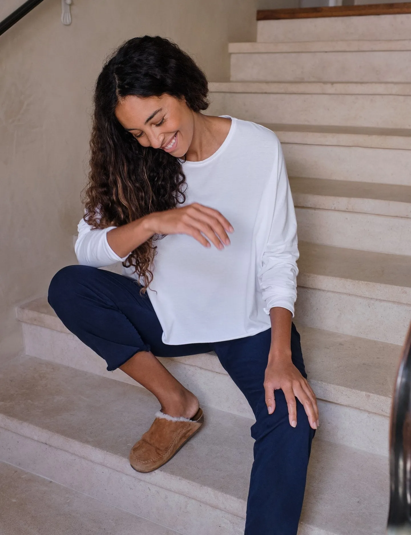 Frank & Eileen - Long Sleeve Crop Tee in White