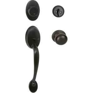 Frankfort Matte Black Traditional Handleset with Bedford Knob