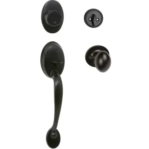 Frankfort Matte Black Traditional Handleset with Somerset Knob