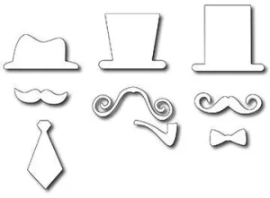 Frantic Stamper Precision Die - Fancy Sirs Hats & Mustaches (set of 9 dies)