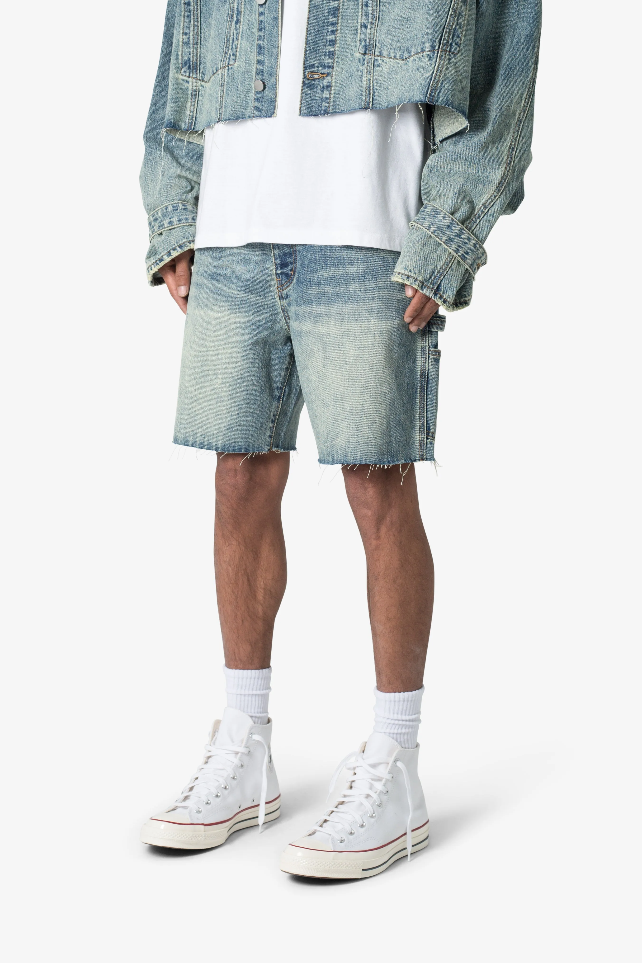 Frayed Denim Shorts - Blue