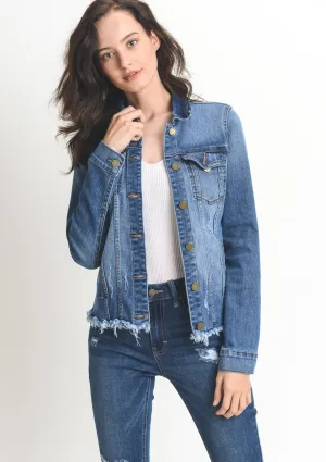 Frayed Hem Denim Jacket