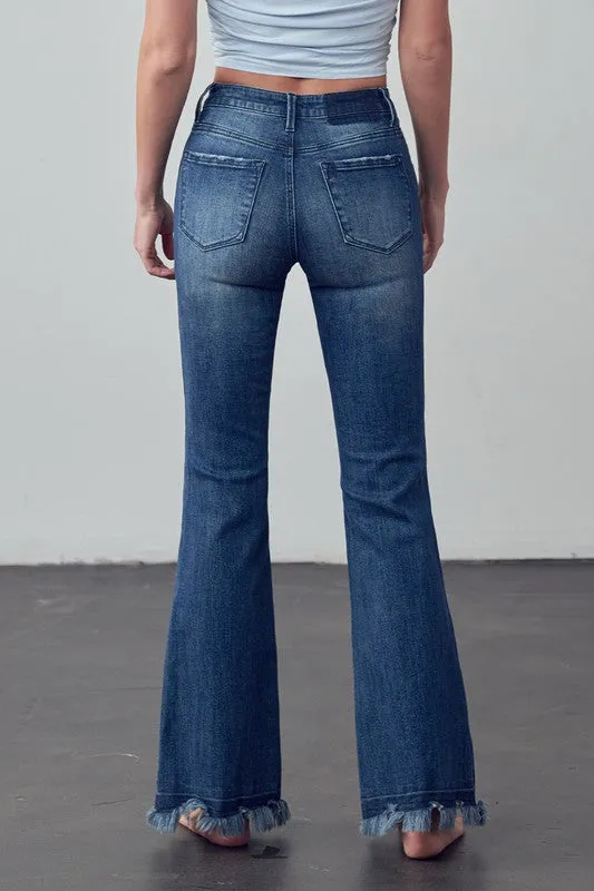 Frayed Hem Flare Jeans *Online Only*