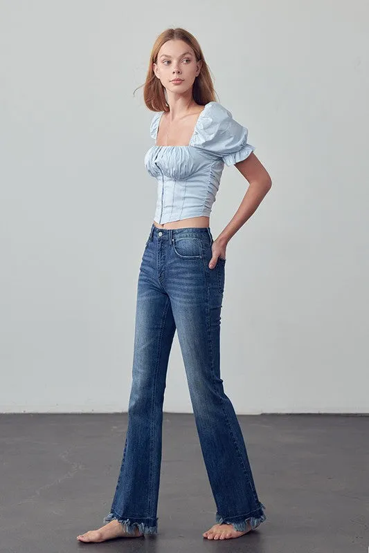 Frayed Hem Flare Jeans *Online Only*