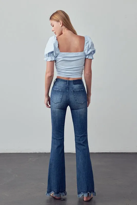 Frayed Hem Flare Jeans *Online Only*