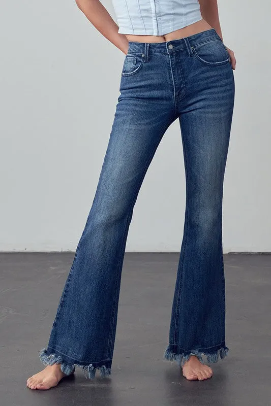 Frayed Hem Flare Jeans *Online Only*