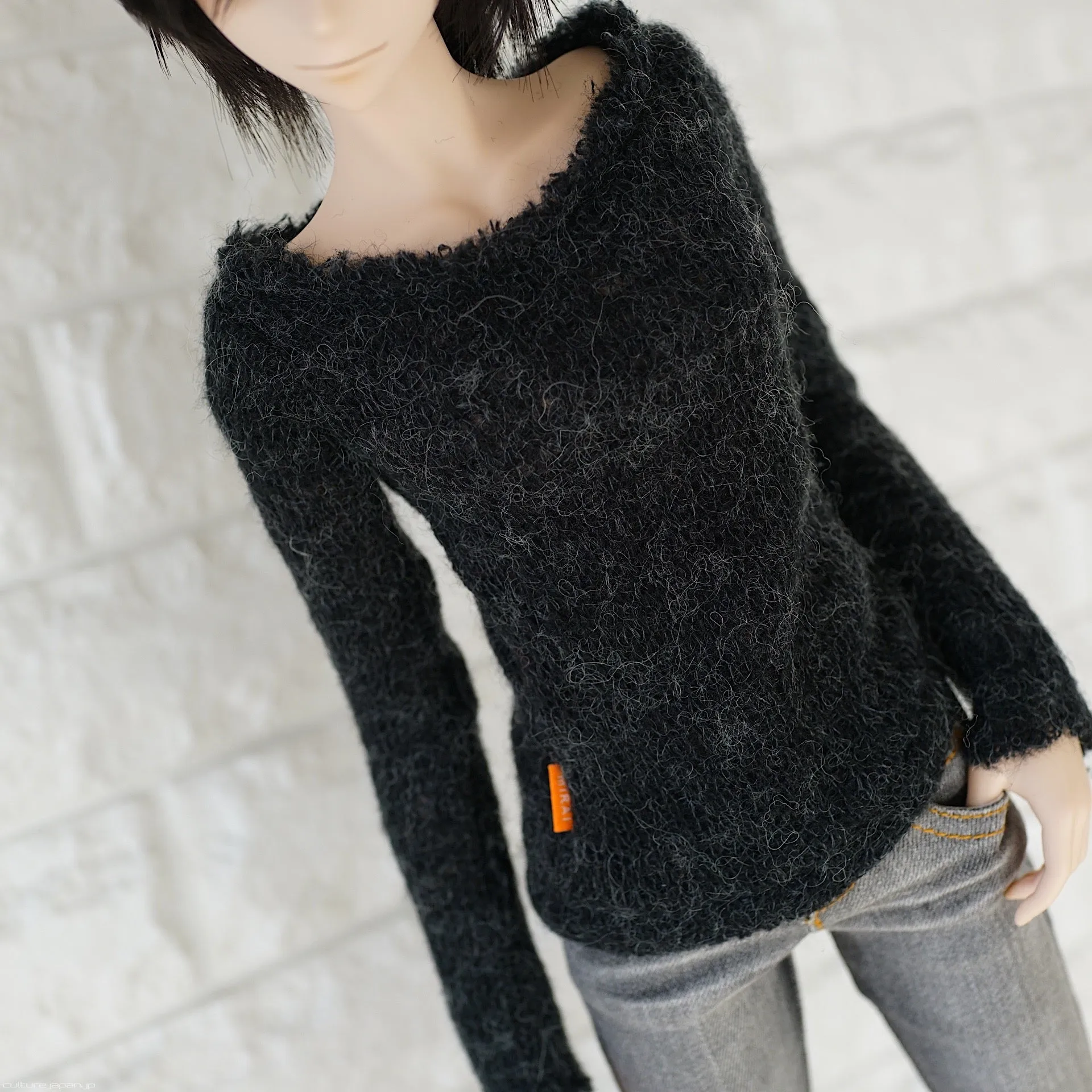 Frayed Knit Sweater (Black)