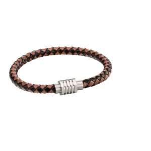 Fred Bennett Leather Woven Brown Hexagon Clasp Bracelet B5123