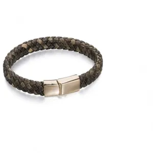 Fred Bennett Stainless Steel Brown Leather Rose Gold Bracelet B5001