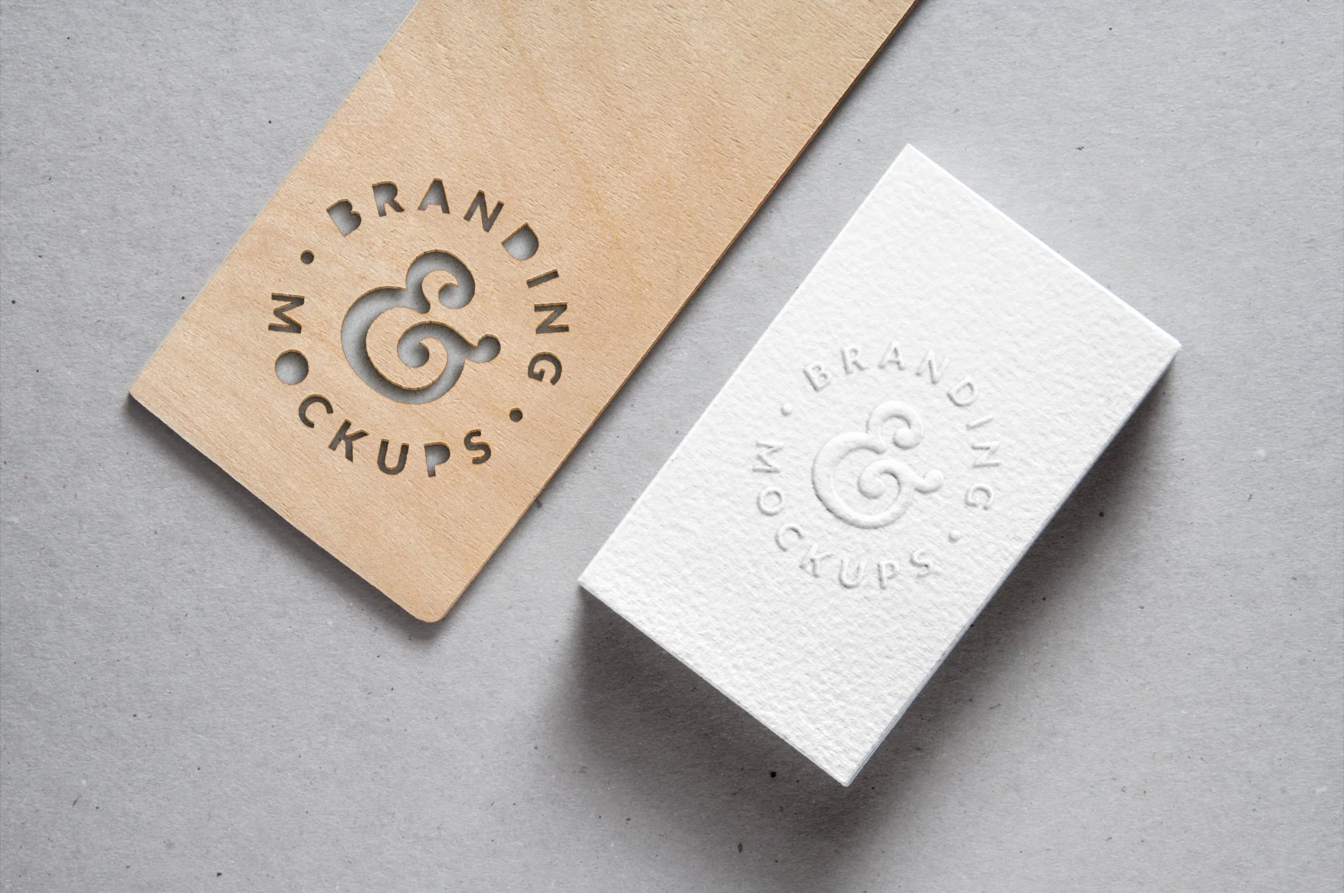 Free Cutout Wood and White Business Card Mockup