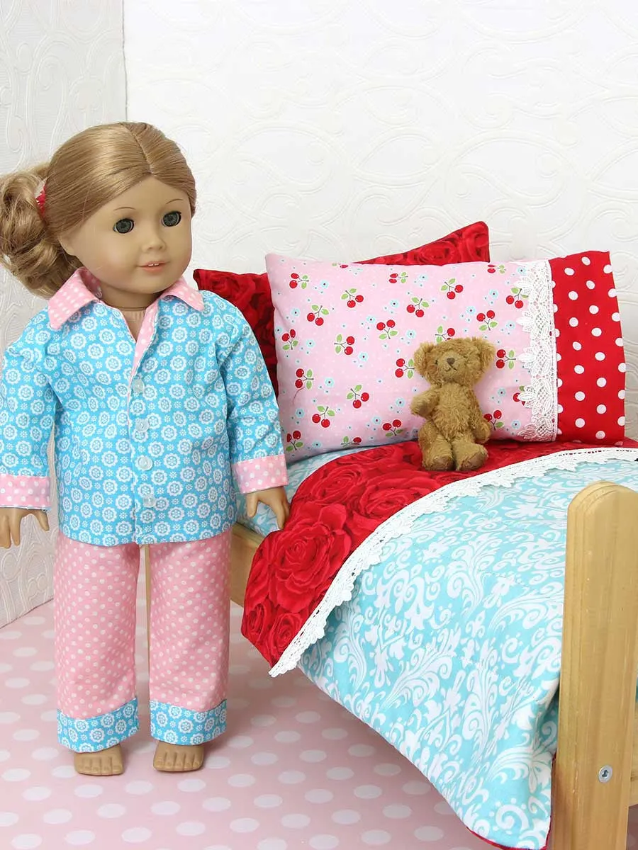 Free Doll Sewing Pattern -  18" Bedding and Pillows