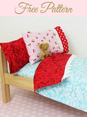 Free Doll Sewing Pattern -  18" Bedding and Pillows