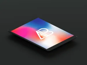 Free Isometric Matte Black iPad Pro 10.5 Mockup