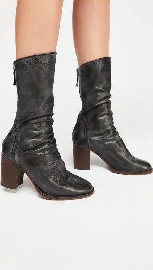 Free People Elle Block Heel Booties Black