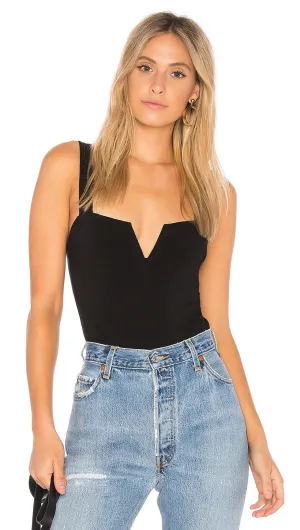 Free People Pippa V-Wire Bodysuit Black