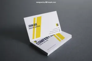 Free White and Yellow Business Card Mockups