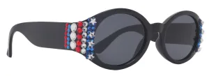 Freedom Shine, Bling Women’s Sunglasses with Genuine European Crystals, US Flag Colors,  Oval Frame, NY Fifth Avenue