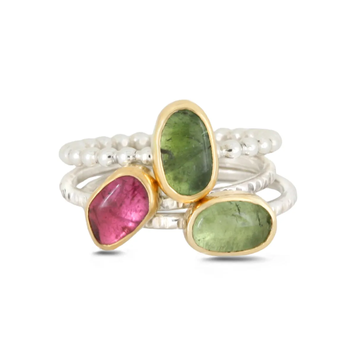 Freeform Pink Tourmaline Ring in 14k Gold and Silver - PEBBLE